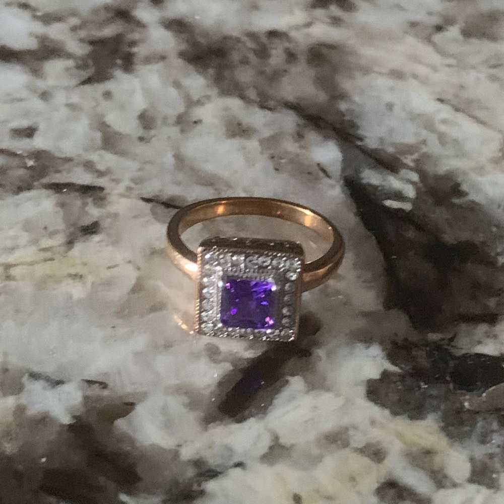 Vintage Rose Gold Plated Ring, Stainless Steel, Approx. Size 8